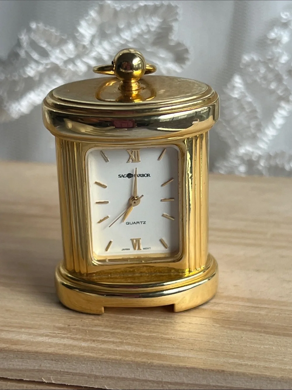 Sag Harbor Gold Mantel Clock with White Dial
